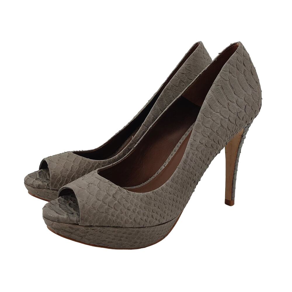 Zara Snake Embossed Animal print Pumps High Heels Open Toe Size 39